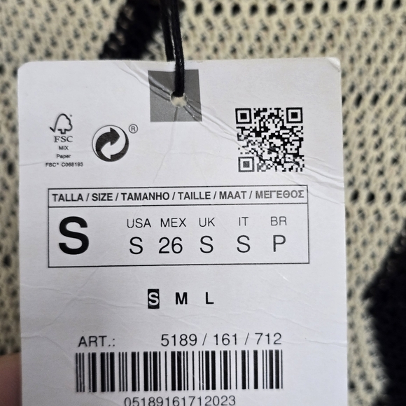 NWT Zara Black Natural Crochet Knit Chevron Stripe Tiered Midi Dress Size S - Picture 10 of 13